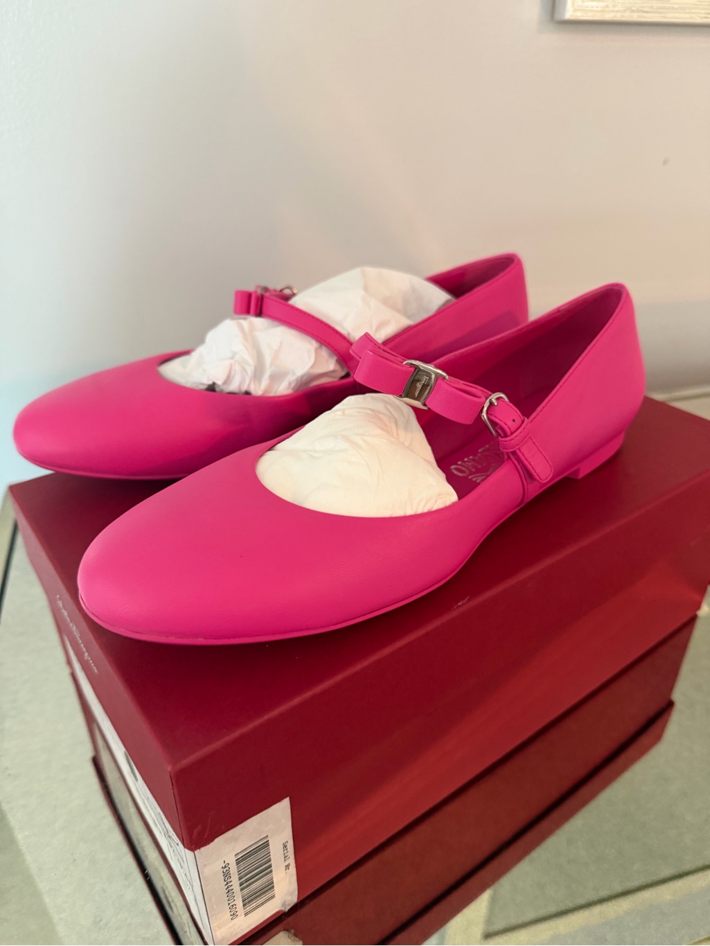 Salvatore Ferragamo Hot Pink Mary Jane Flats